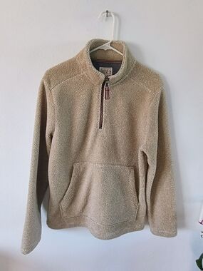 Grove & Hollow Womens Small Beige Sherpa Quarter Zip Cozy Fleece Pullover Top